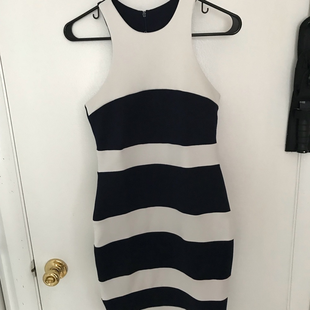 Blue and white dress